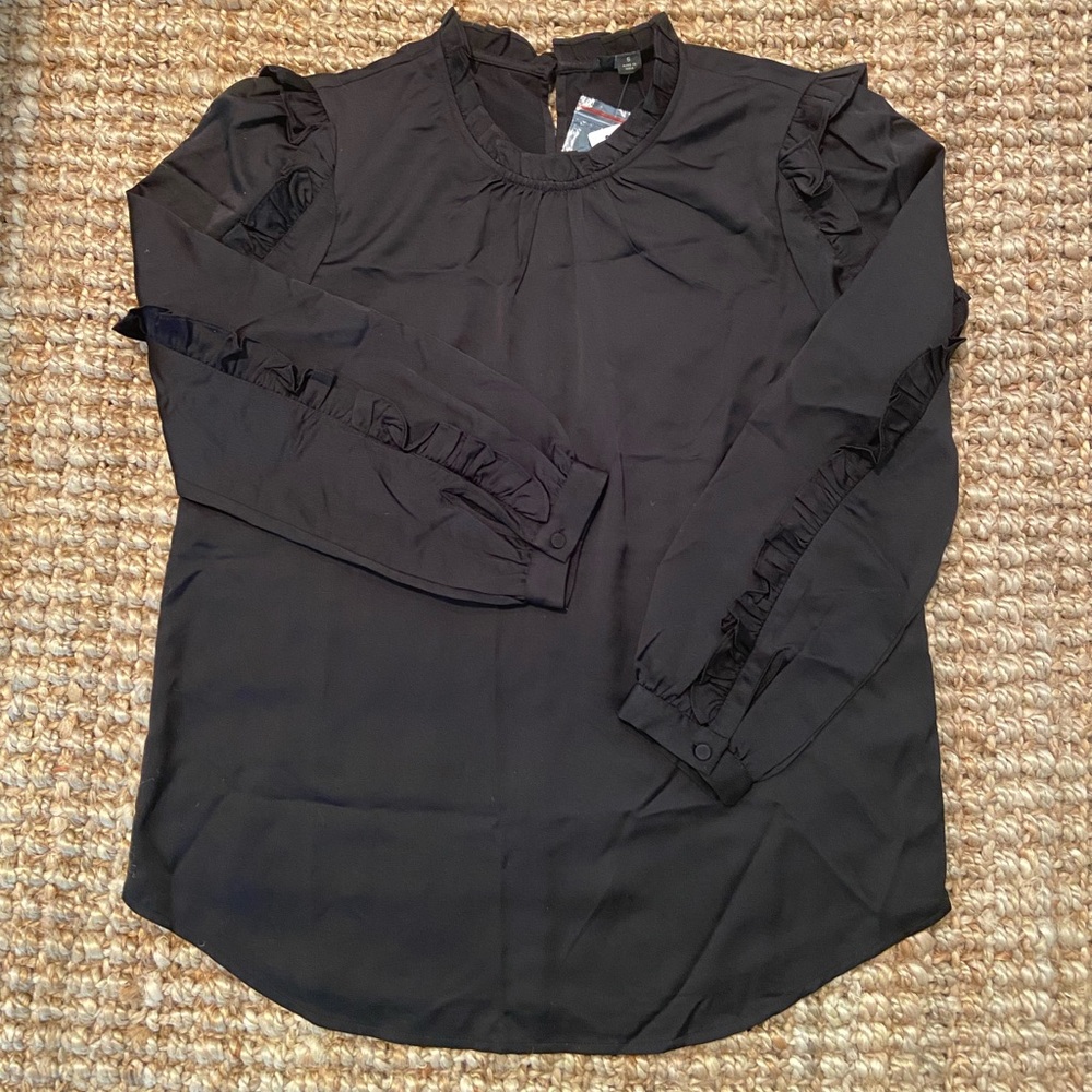 J. Crew Ruffle Sleeve Top in Satin Crepe, NWT